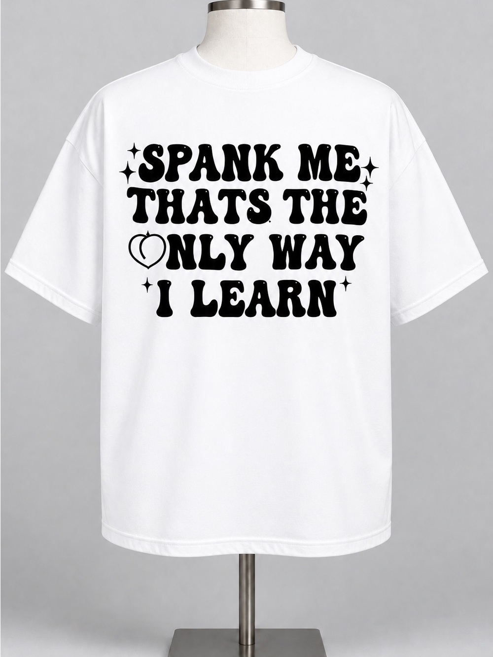 Gildan White Long Sleeve Tee with Bold Black Graphic Text